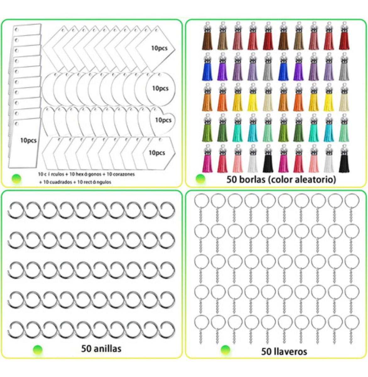 Kit De Moldes De Silicona Para Resina Con Llaveros Borlas transparente