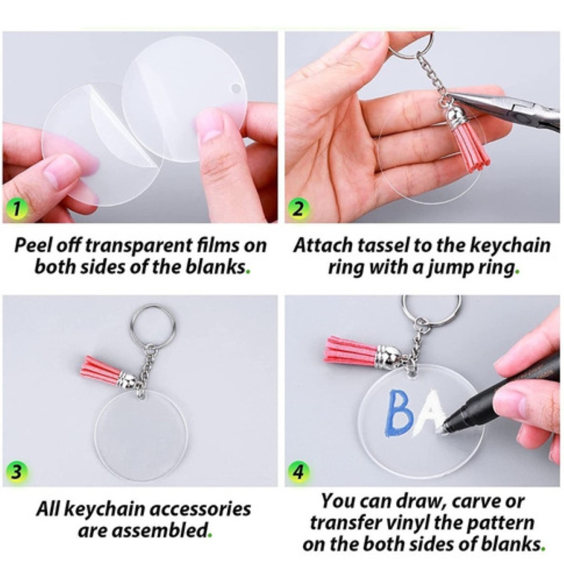 Kit De Moldes De Silicona Para Resina Con Llaveros Borlas transparente