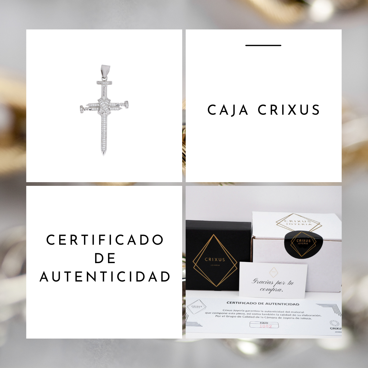 Cruz de plata .925 hombre de clavos y piedra zirconia.