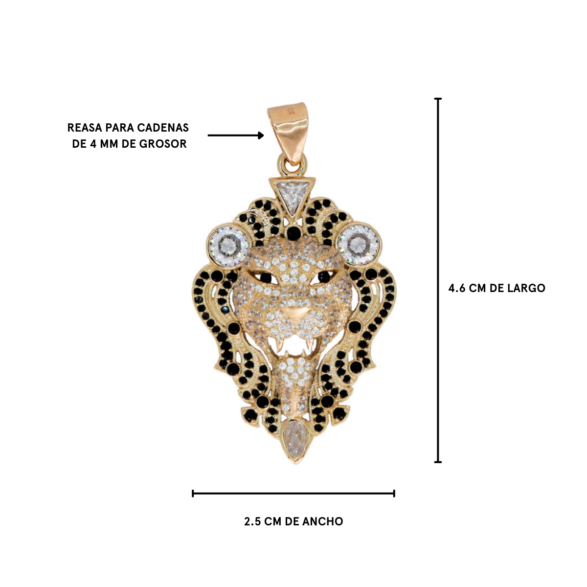 Dije León de Oro 10k con piedra zirconia.