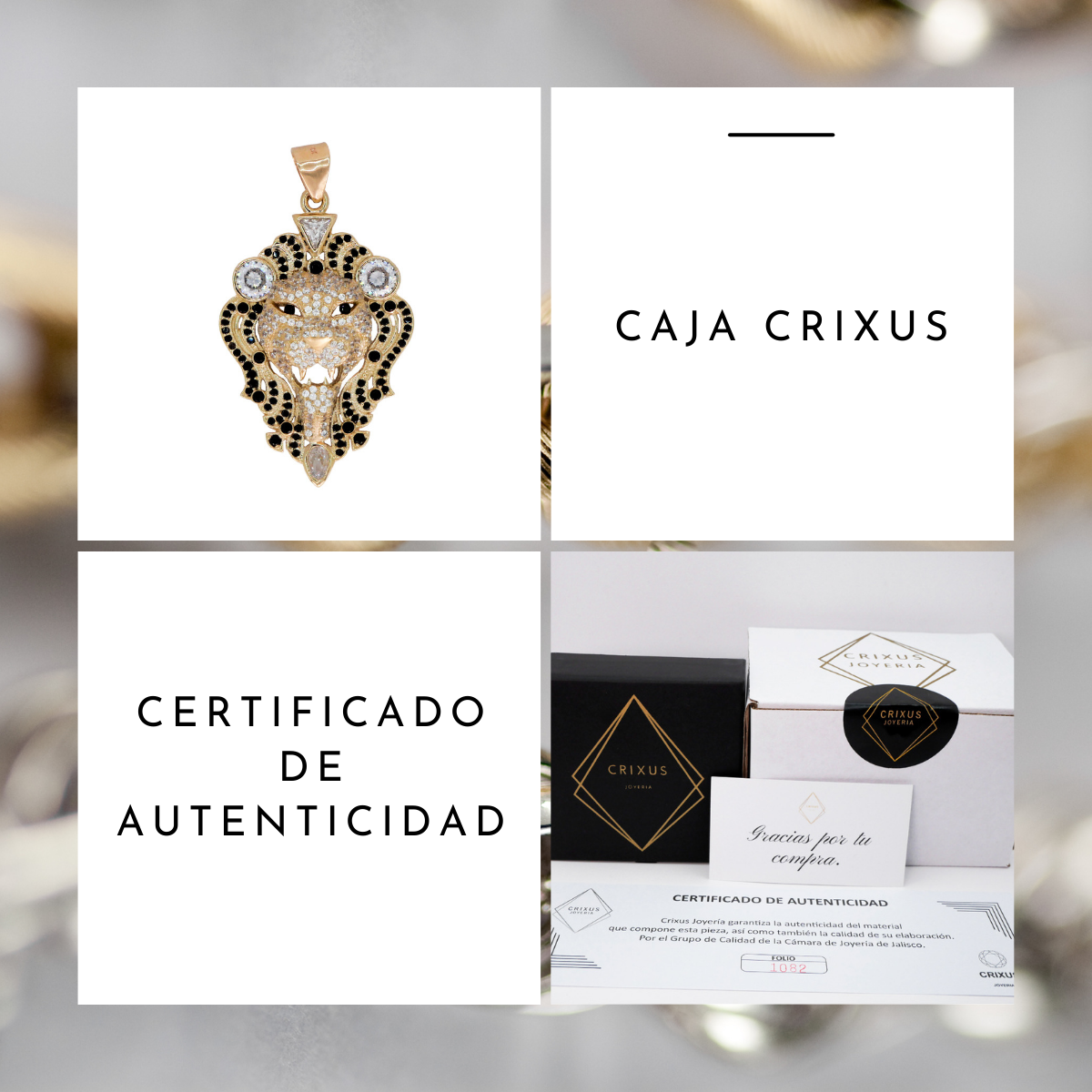 Dije León de Oro 10k con piedra zirconia.
