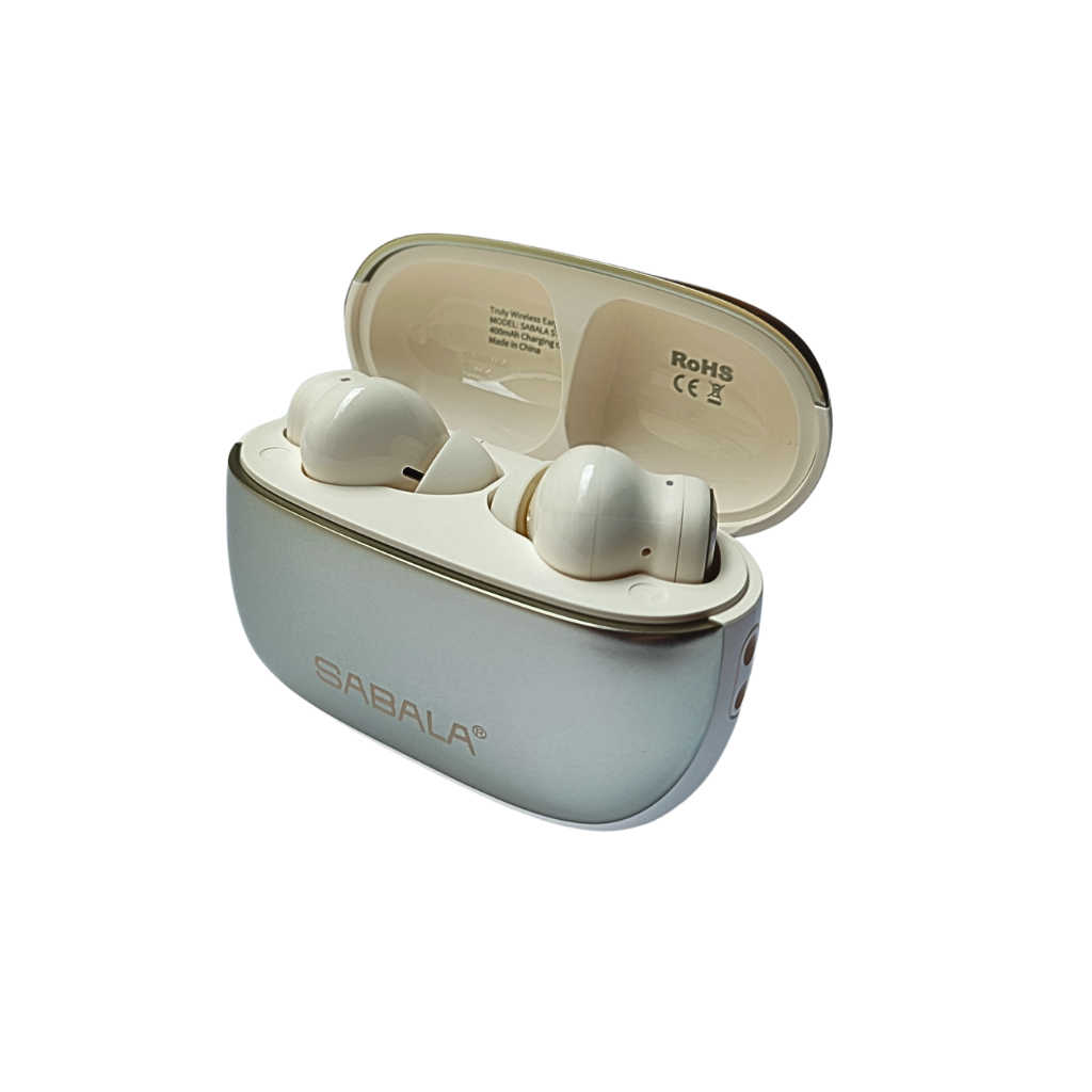 Audífonos Bluetooth 5.4 con estuche de carga Sabala ST 766, cancelación de ruido. Color Dorado.