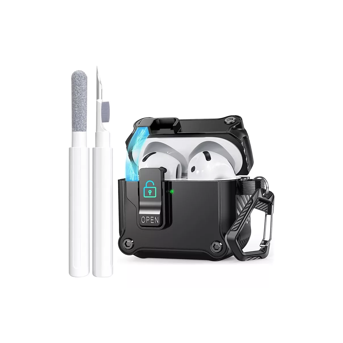 Funda Cierre Seguridad Para AirPods 4 + Bolígrafo Limpiador