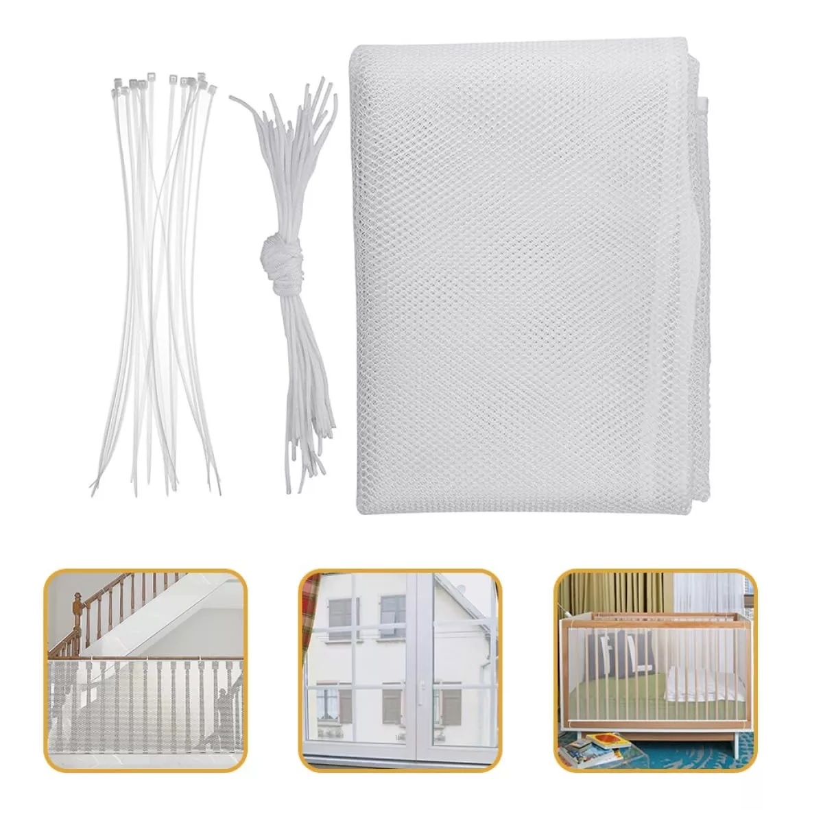 Niños Mascota Red Malla Seguridad Para Escaleras Balcones 3m Blanco