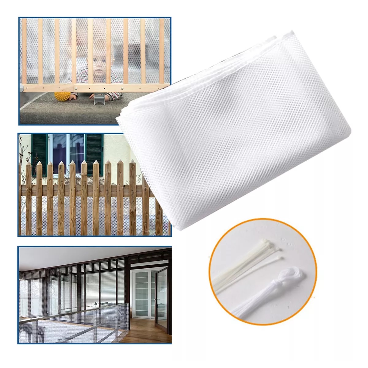 Niños Mascota Red Malla Seguridad Para Escaleras Balcones 3m Blanco