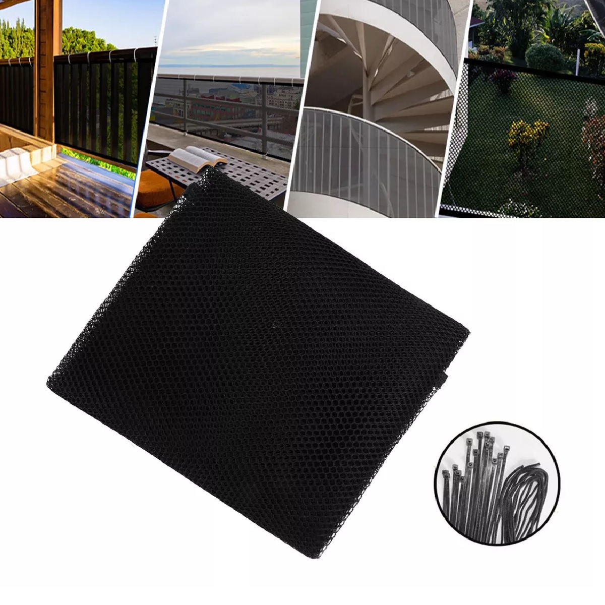 Niños Mascota Red Malla Seguridad Para Escaleras Balcones 3m Negro