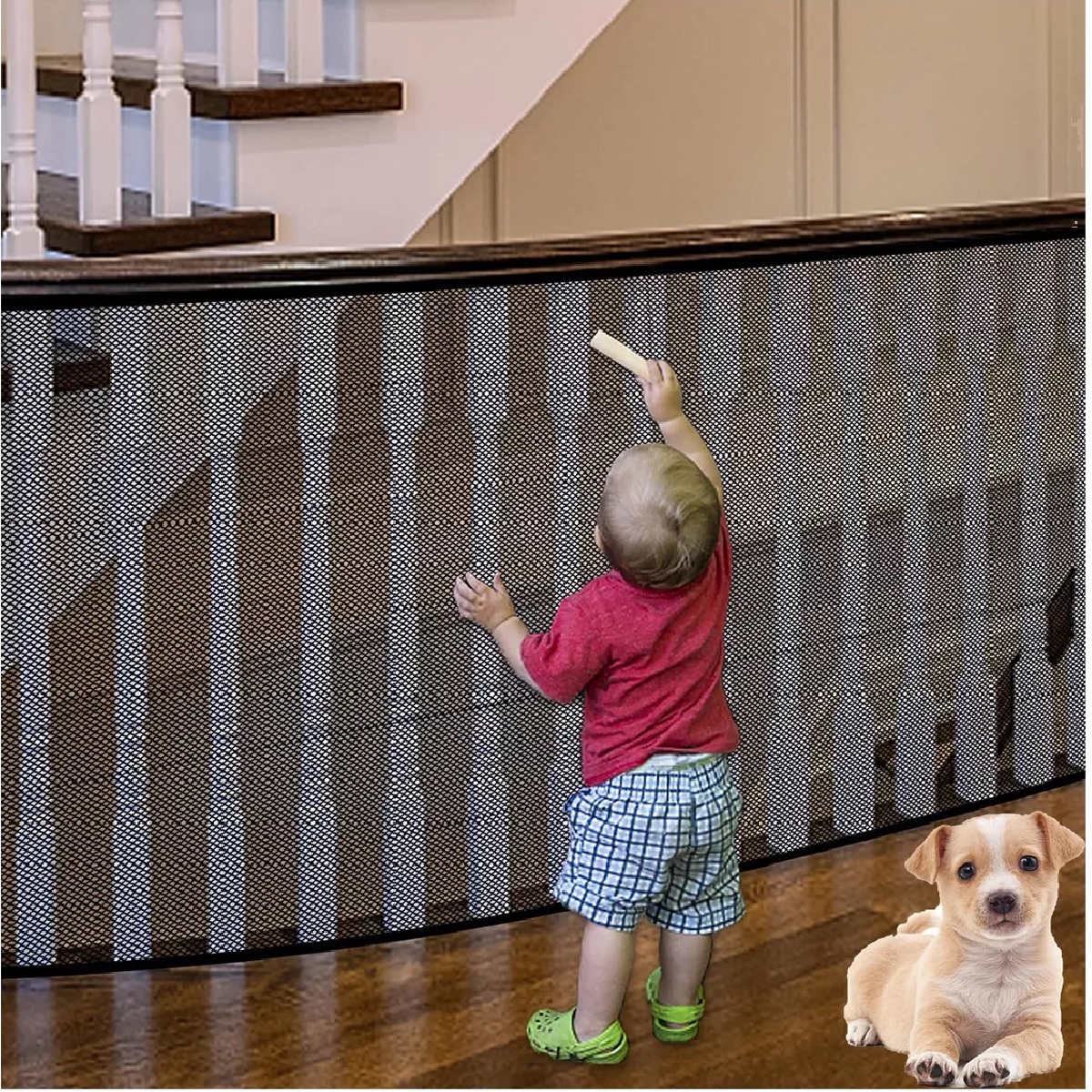 Niños Mascota Red Malla Seguridad Para Escaleras Balcones 3m Negro