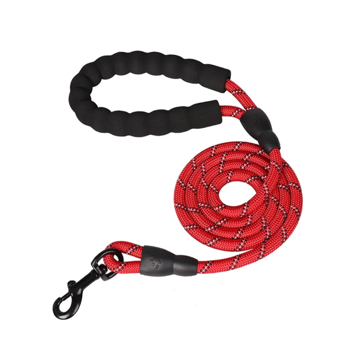 Correa cadena roja negro fuerte perro 150cm reflectantes mascotas grande paseo deporte resistente