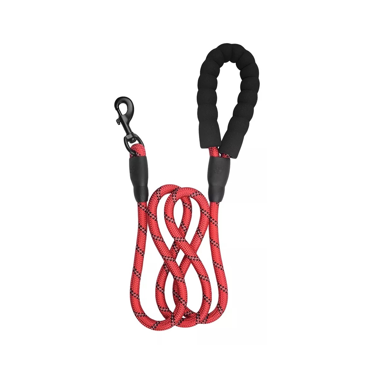 Correa cadena roja negro fuerte perro 150cm reflectantes mascotas grande paseo deporte resistente