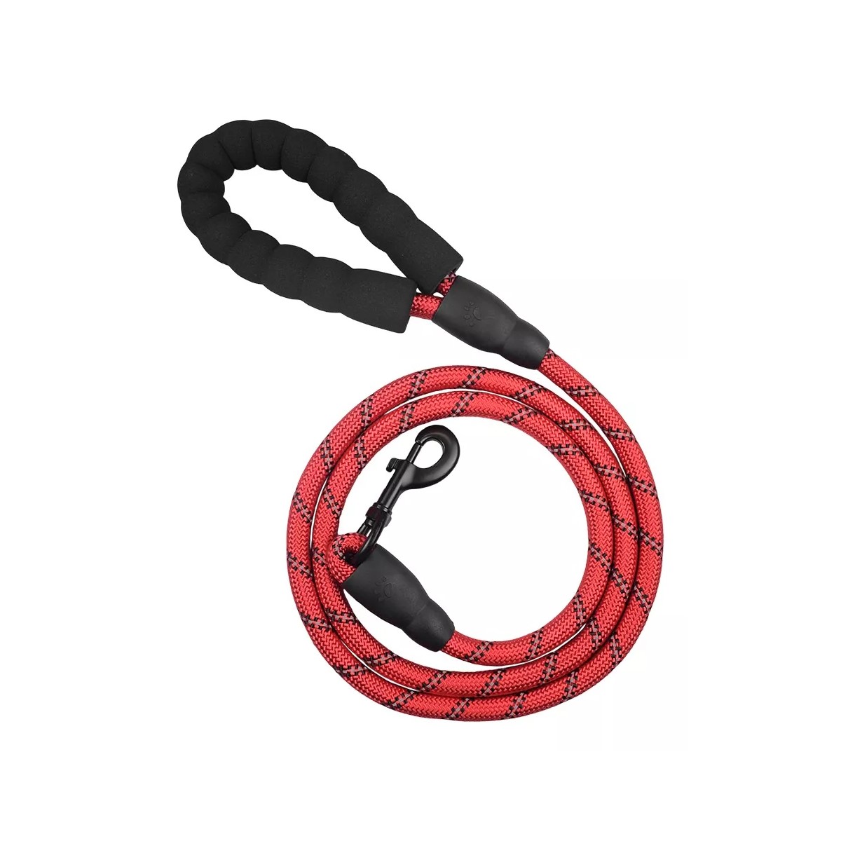 Correa cadena roja negro fuerte perro 150cm reflectantes mascotas grande paseo deporte resistente