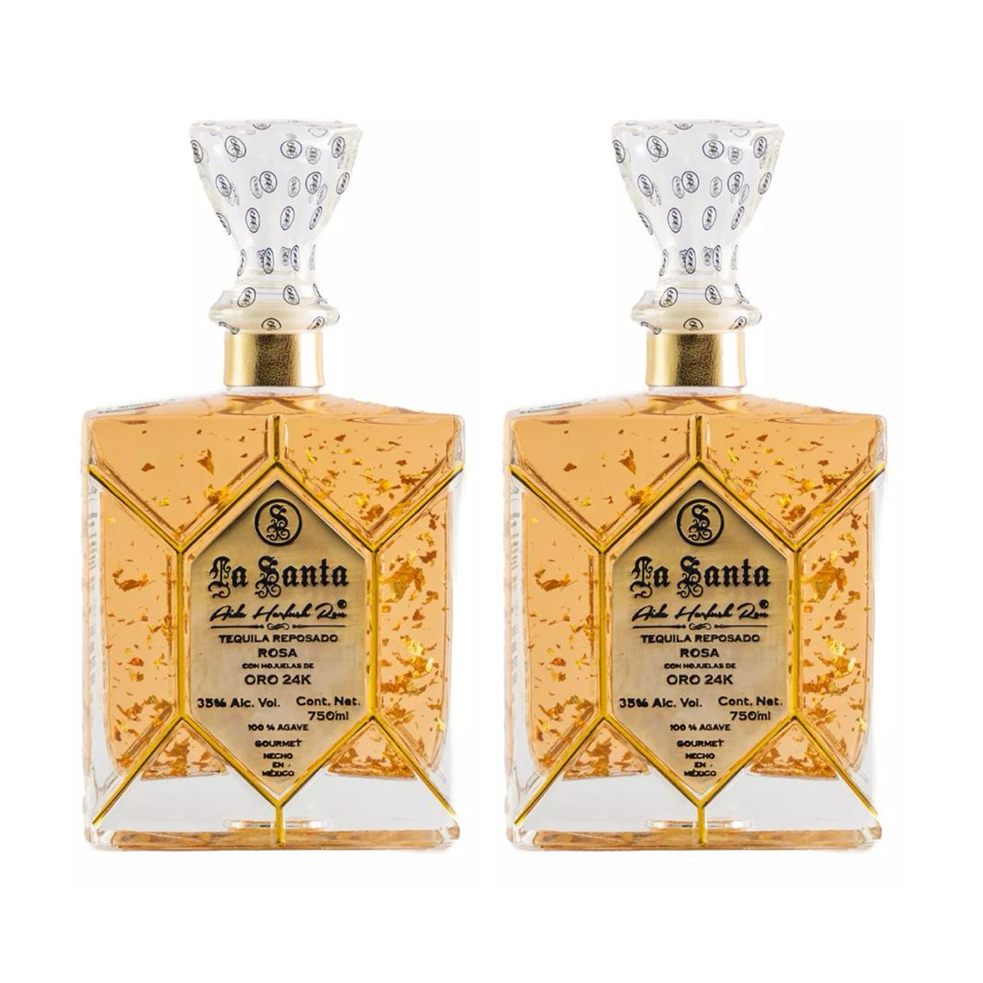 Duo Pack Tequila La Santa Reposado Pink Oro 24k 750 Ml