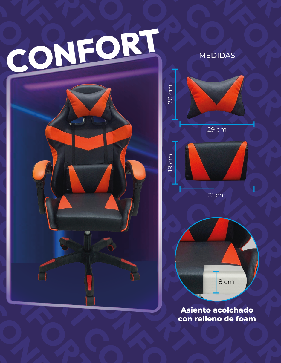 Silla de escritorio gamer ergonómica Reclinable MSI Comoda Homeoffice Rojo