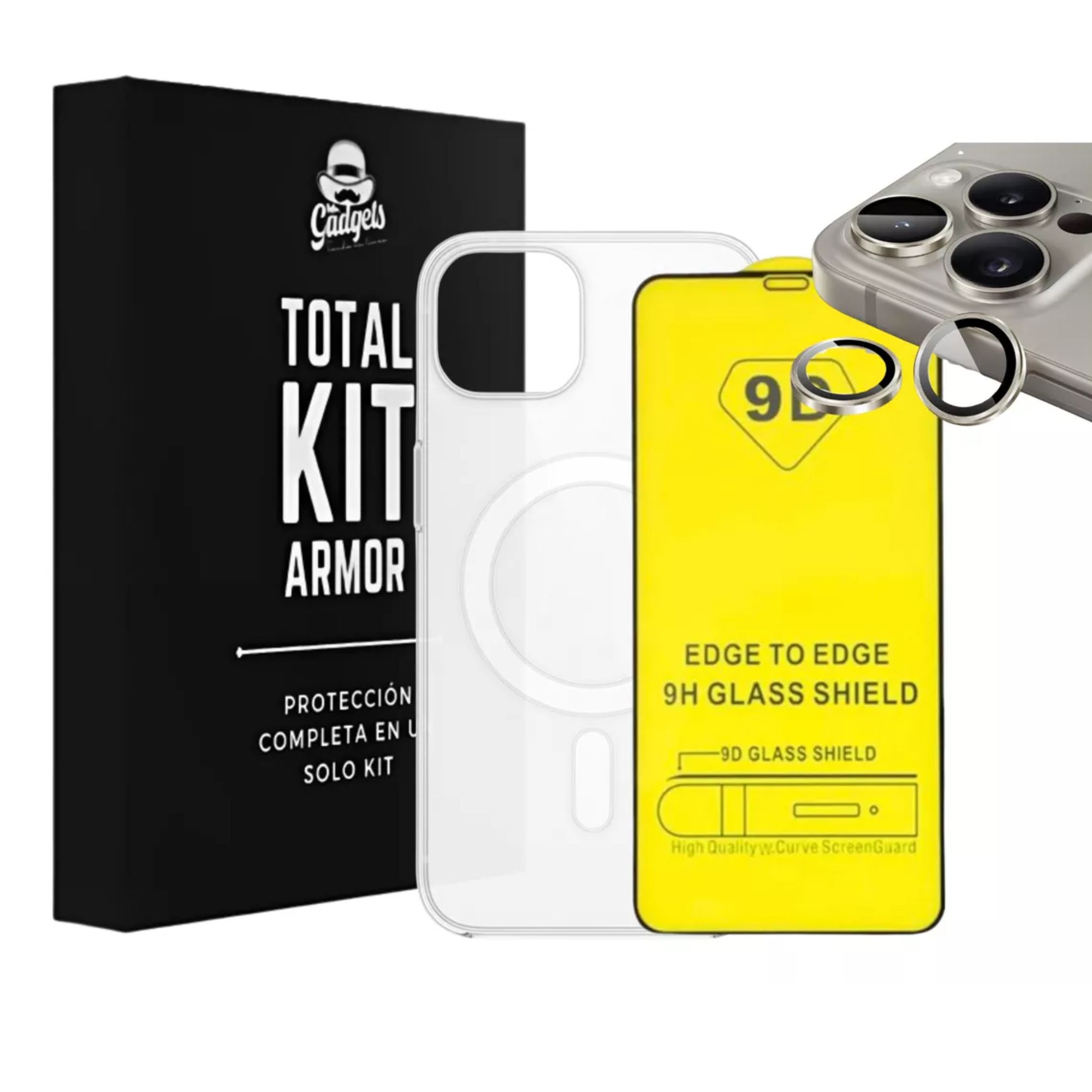 Kit Funda + Mica Pantalla + Aros Cámara Para iPhone Magsafe Para Iphone 16 pro max / Titanio