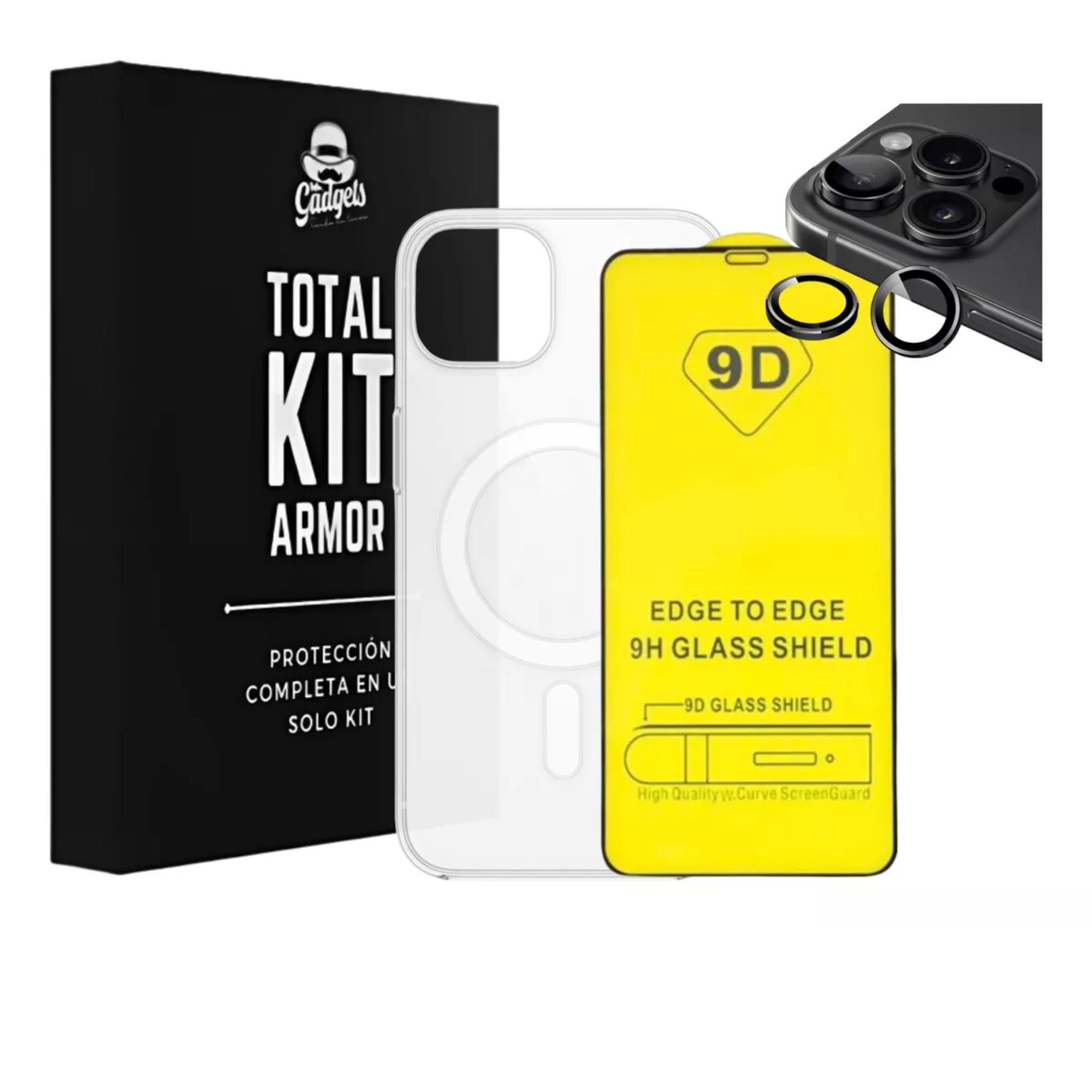 Kit Funda + Mica Pantalla + Aros Cámara Para iPhone Magsafe Para Iphone 16 pro max / Titanio