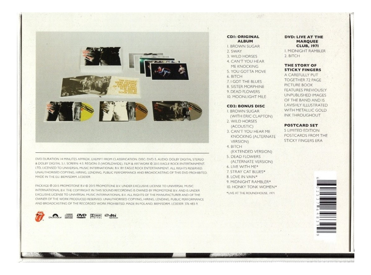 The Rolling Stones Sticky Fingers Deluxe Box 2 Cd  Dvd