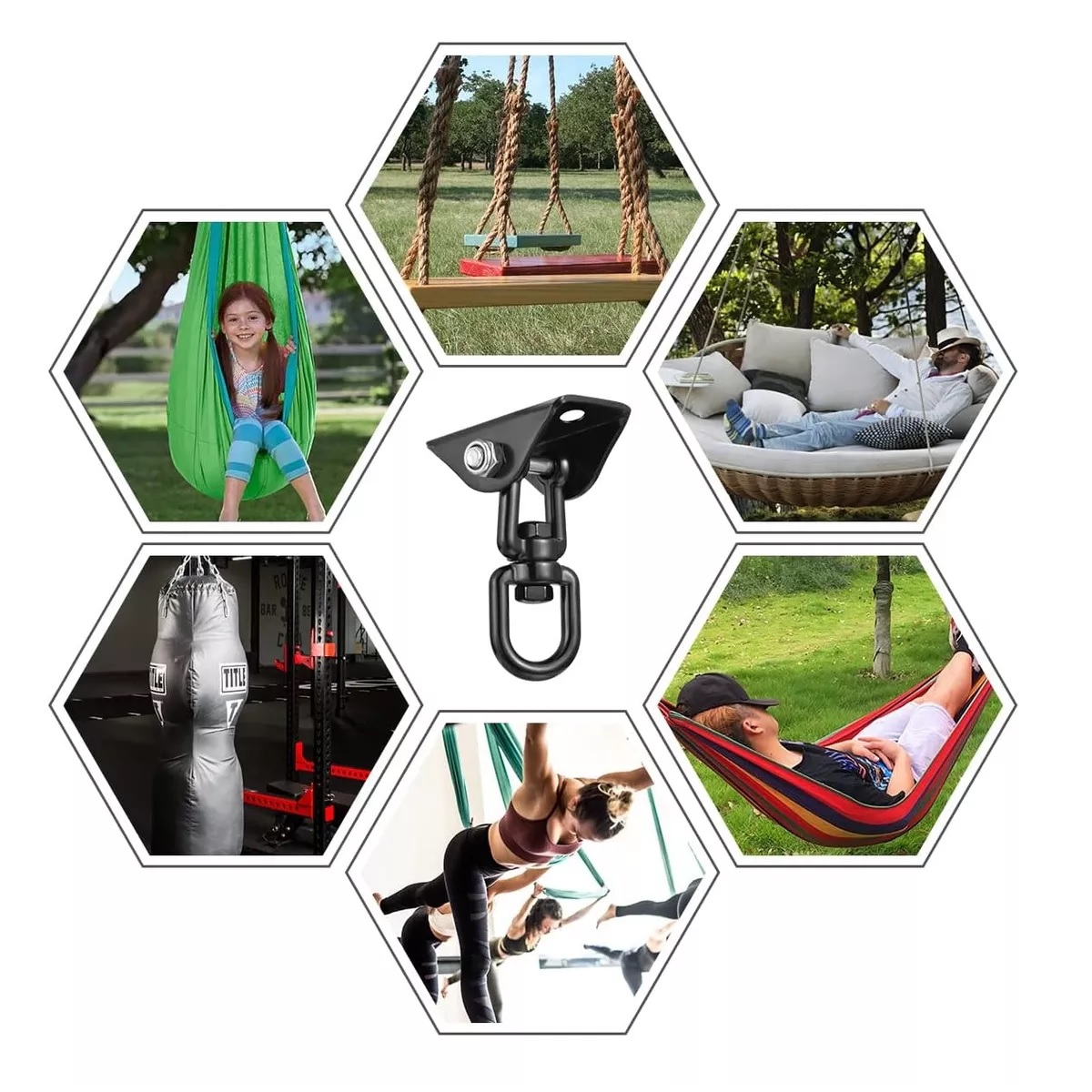 Kit Ganchos Hamaqueros De Columpio Hamaca Colgante Gimnasio
