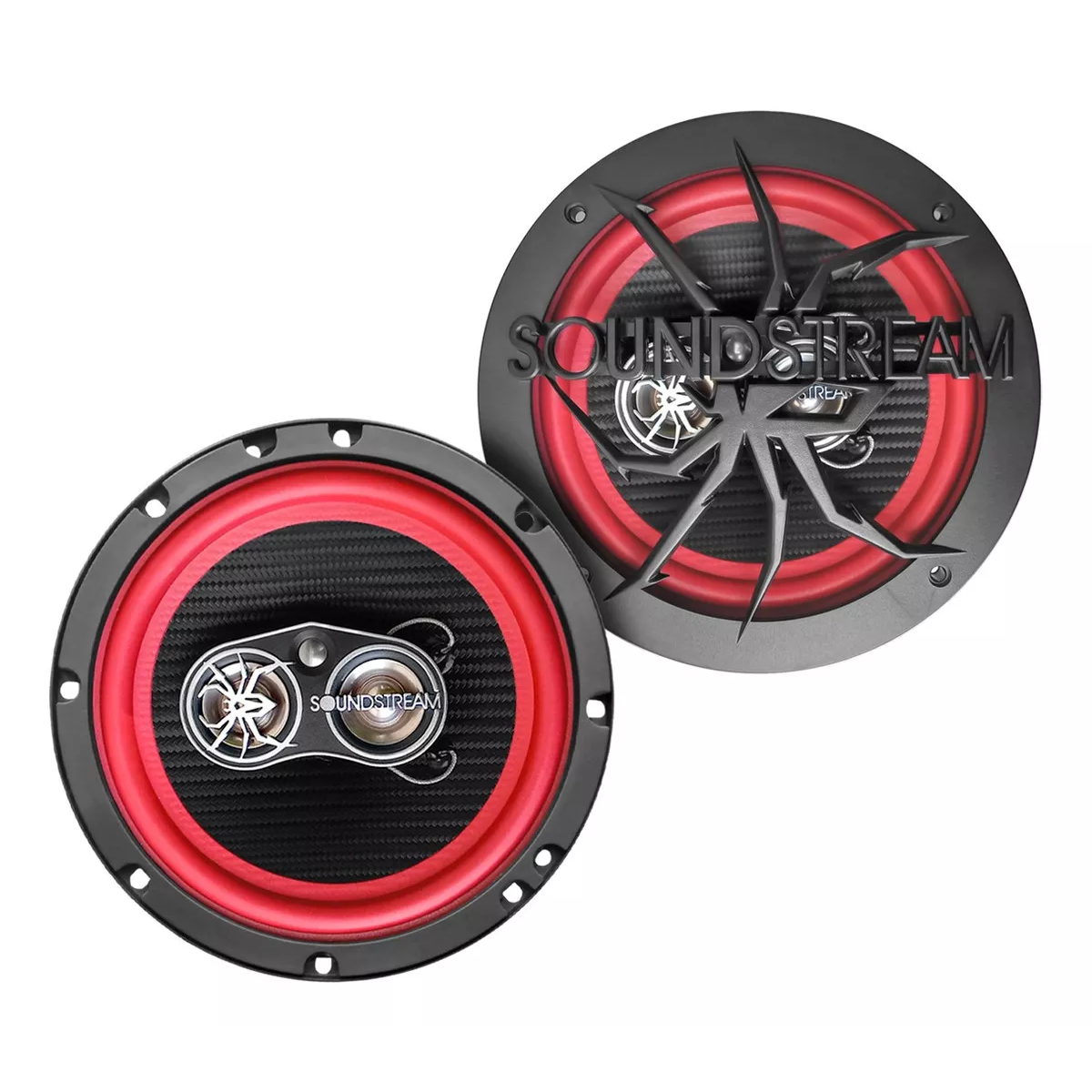 Bocinas Para Auto 6.5 Fibra Carbono 4 Vías By Color Rojo