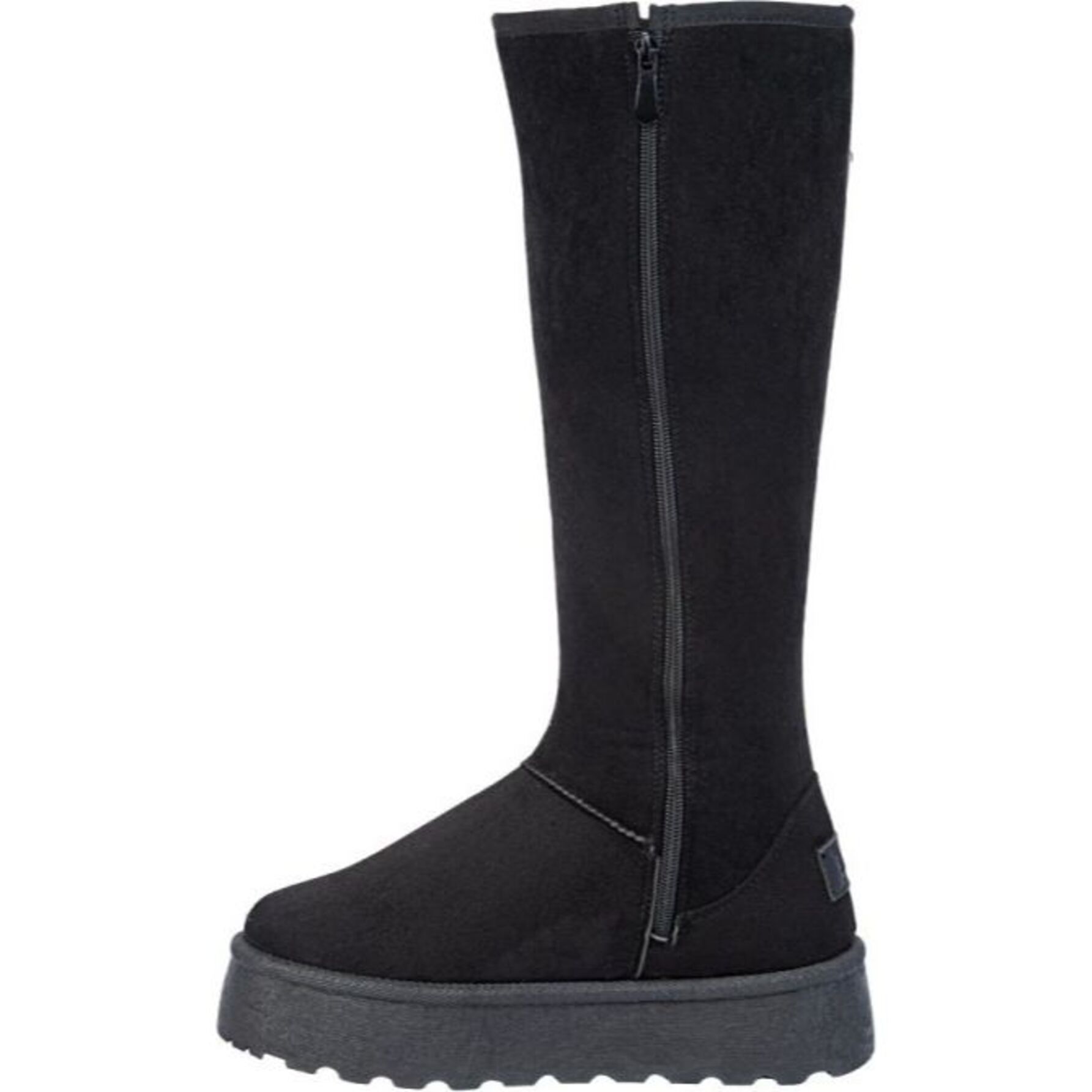 Bota para mujer, alta, estilo invernal, con forro cálido, marca PBPS, color negro 1149861