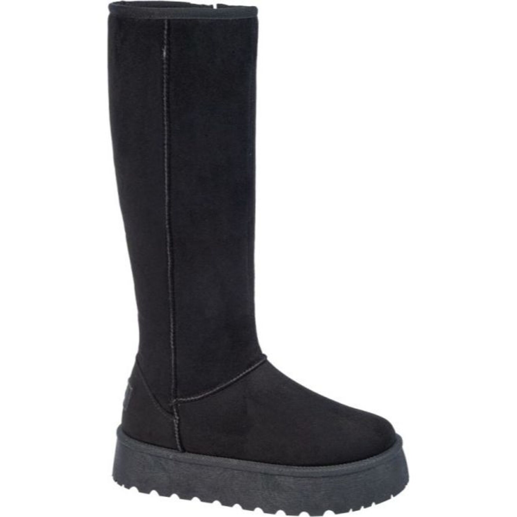 Bota para mujer, alta, estilo invernal, con forro cálido, marca PBPS, color negro 1149861