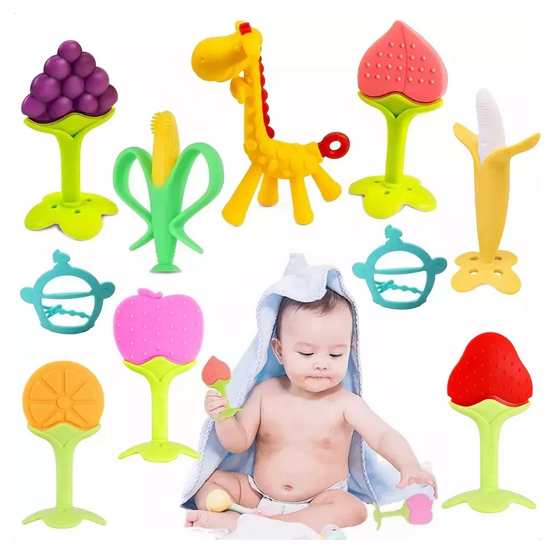 Mordedor De Silicona Para Bebés Y Juguetes, 10 Piezas