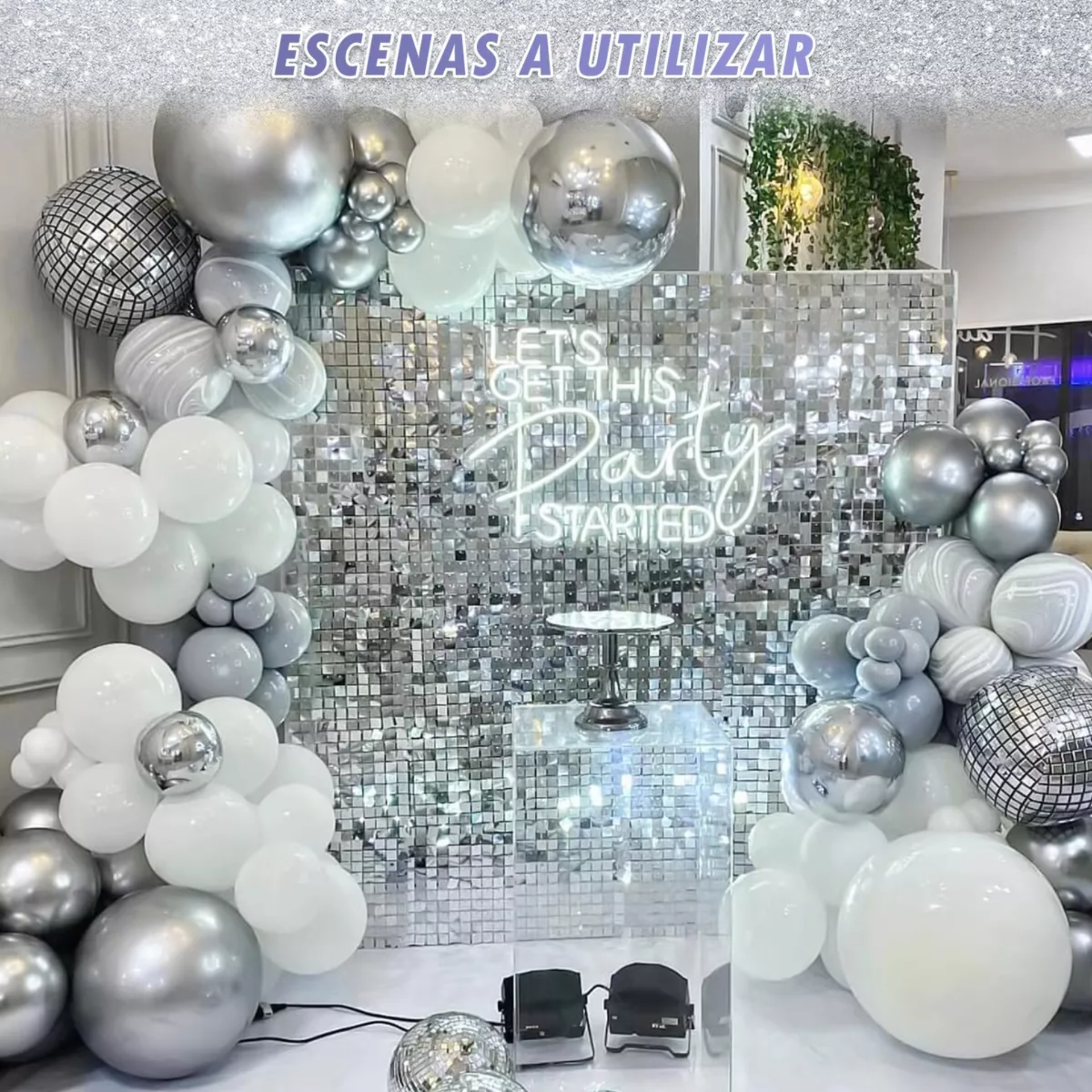 30pz Paneles Decorativos Shimmer Wall Fiesta Lentejuela 30cm