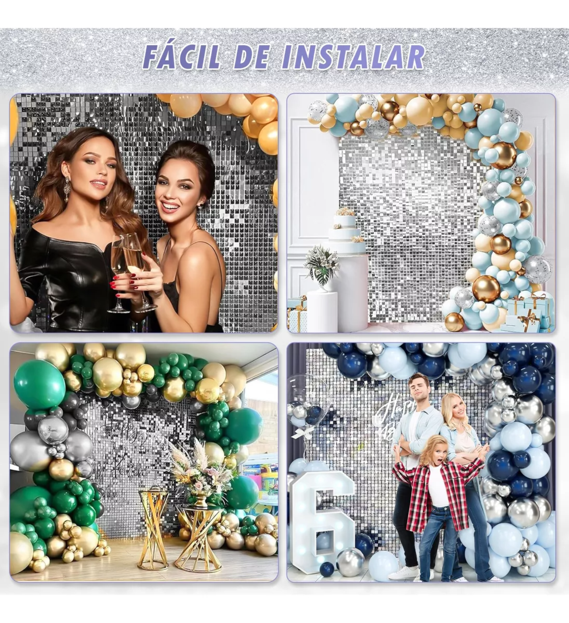 30pz Paneles Decorativos Shimmer Wall Fiesta Lentejuela 30cm