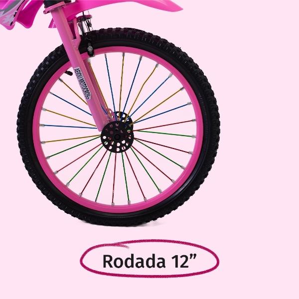 Bicicleta Entrenadora Para Niños Aeiou Moto Cross Rodado 12 Rosa