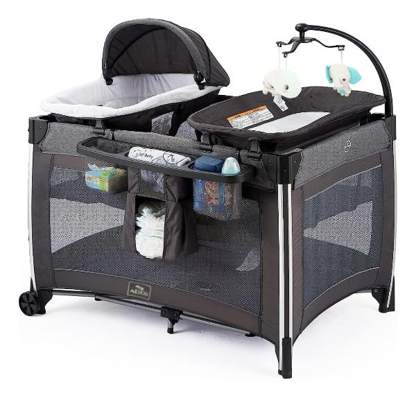 Cuna Corral Para Bebé C83 Deluxe Cama Viajera Gris