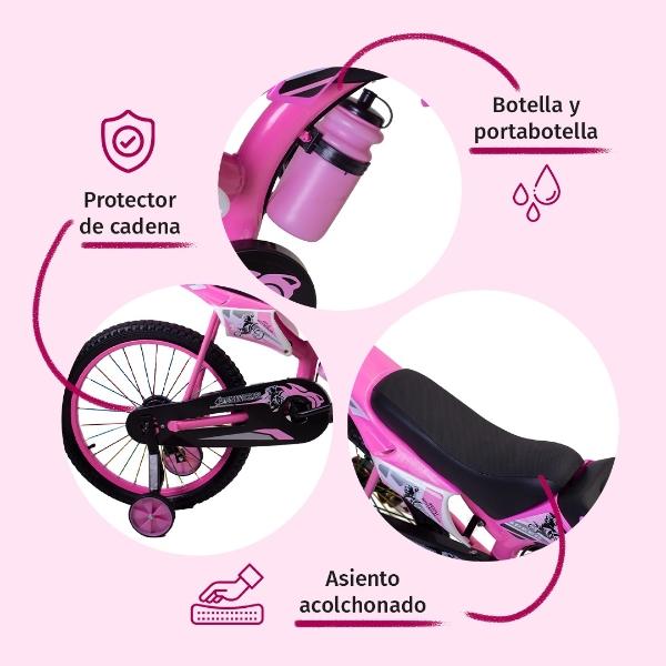 Bicicleta Entrenadora Para Niños Aeiou Moto Cross Rodado 12 Rosa