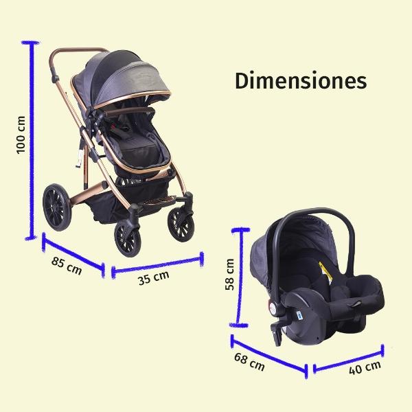 Carriola Baby Owl Lux 2 En 1 Bambineto Portabebe Reclinable Gris