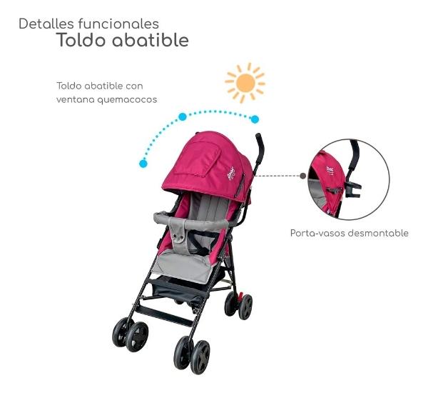 Carriola De Bastón D Bebe Carry Compacta Rosa