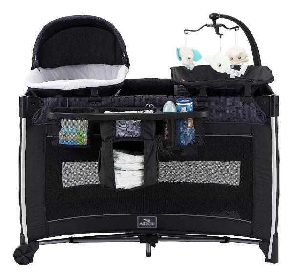Cuna Corral Para Bebé C83 Deluxe Cama Viajera Negro