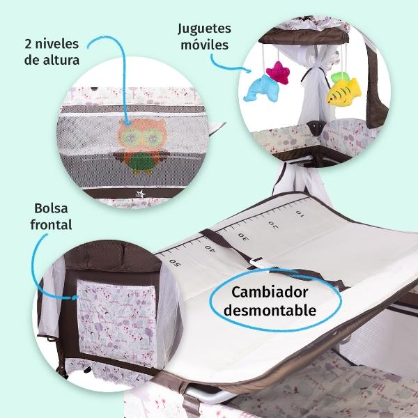 Cuna Bebe Corral Prinsel Baby Colecho 2 En 1 Mosquitero Beige