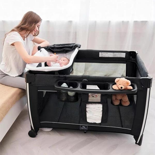Cuna Corral Para Bebé C83 Deluxe Cama Viajera Negro