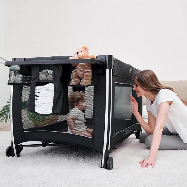 Cuna Corral Para Bebé C83 Deluxe Cama Viajera Negro