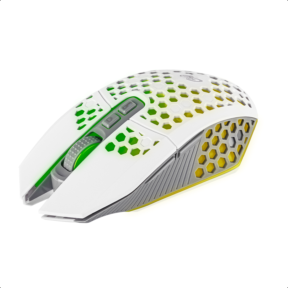Mouse Silencioso Inalámbrico Ergonómico RGB Recargable 7 Botones USB Blanco