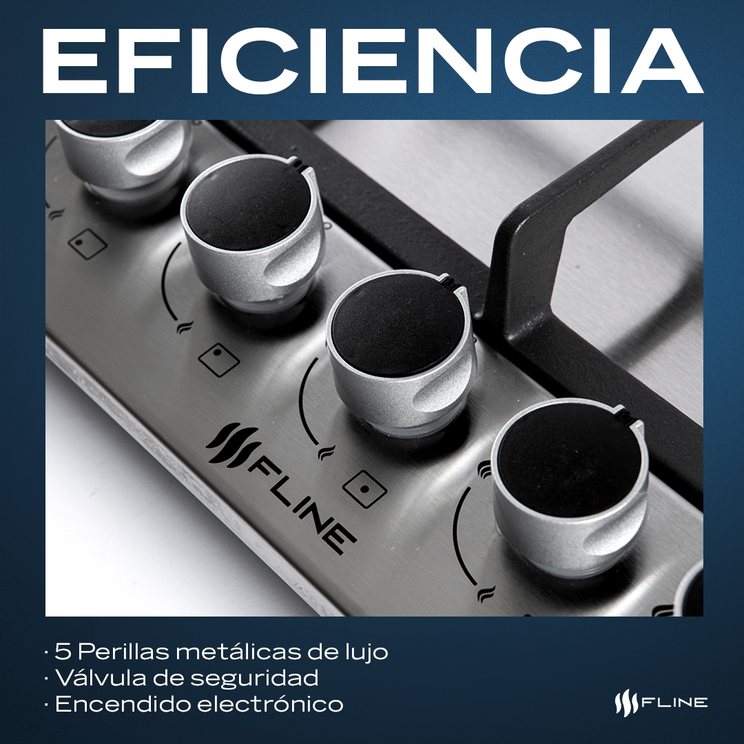 Parrilla de Gas Empotrable 5 Quemadores Acero Inoxidable | FLINE | Lund 5