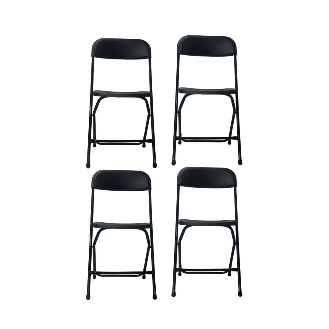 Sillas Plegables Shorbull Plástico Negra Fiesta Kit de 4 Resistente Reforzada Exterior Fiesta