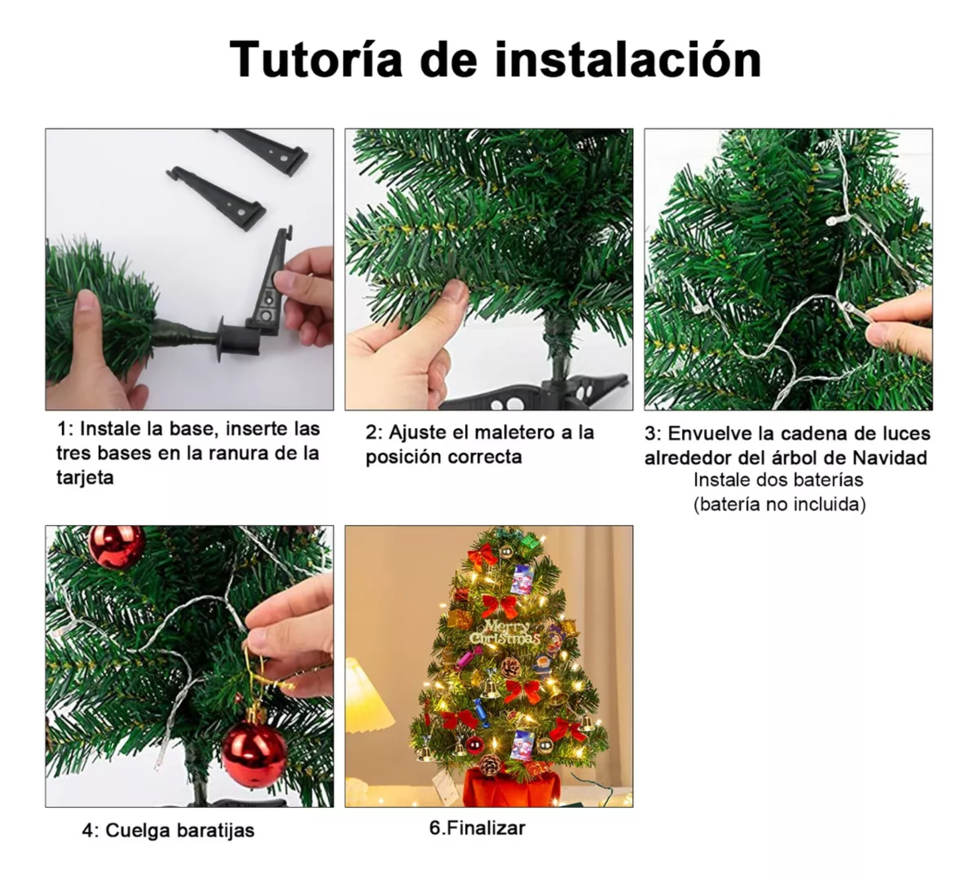 Árbol De Navidad Pequeño De Mesa De 50 Cm Con Luces Led