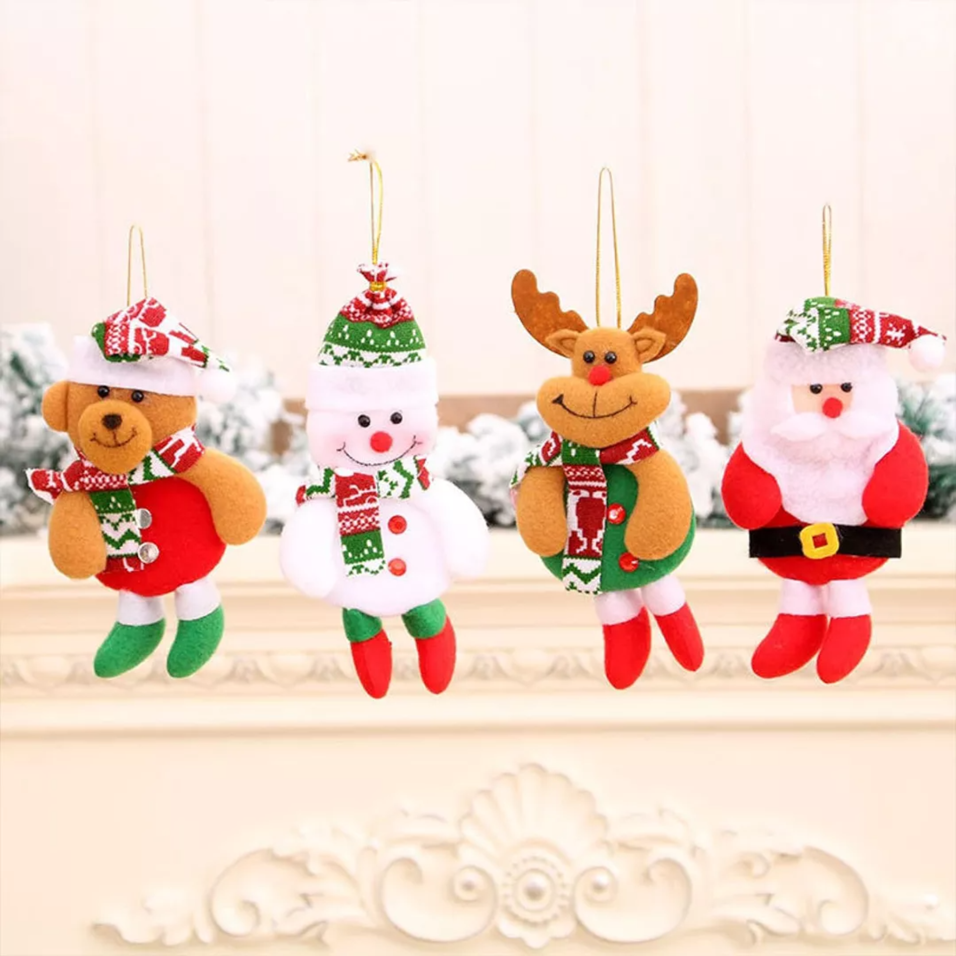 10 Colgante Cascabel Adornos Navideños Santa Reno Decoración