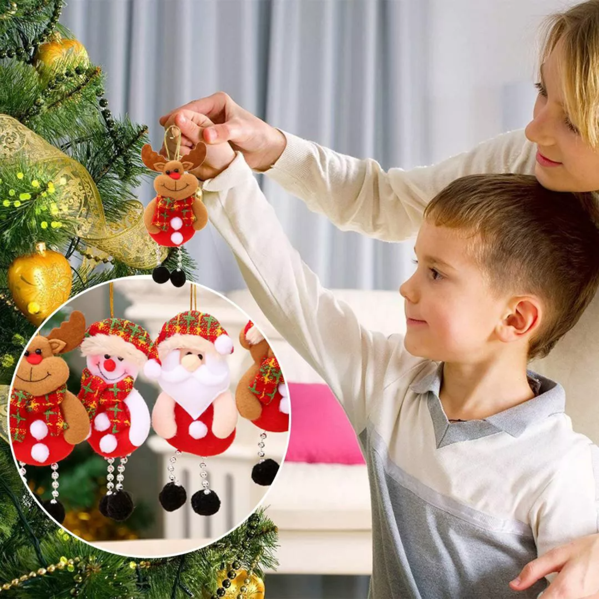 10 Colgante Cascabel Adornos Navideños Santa Reno Decoración