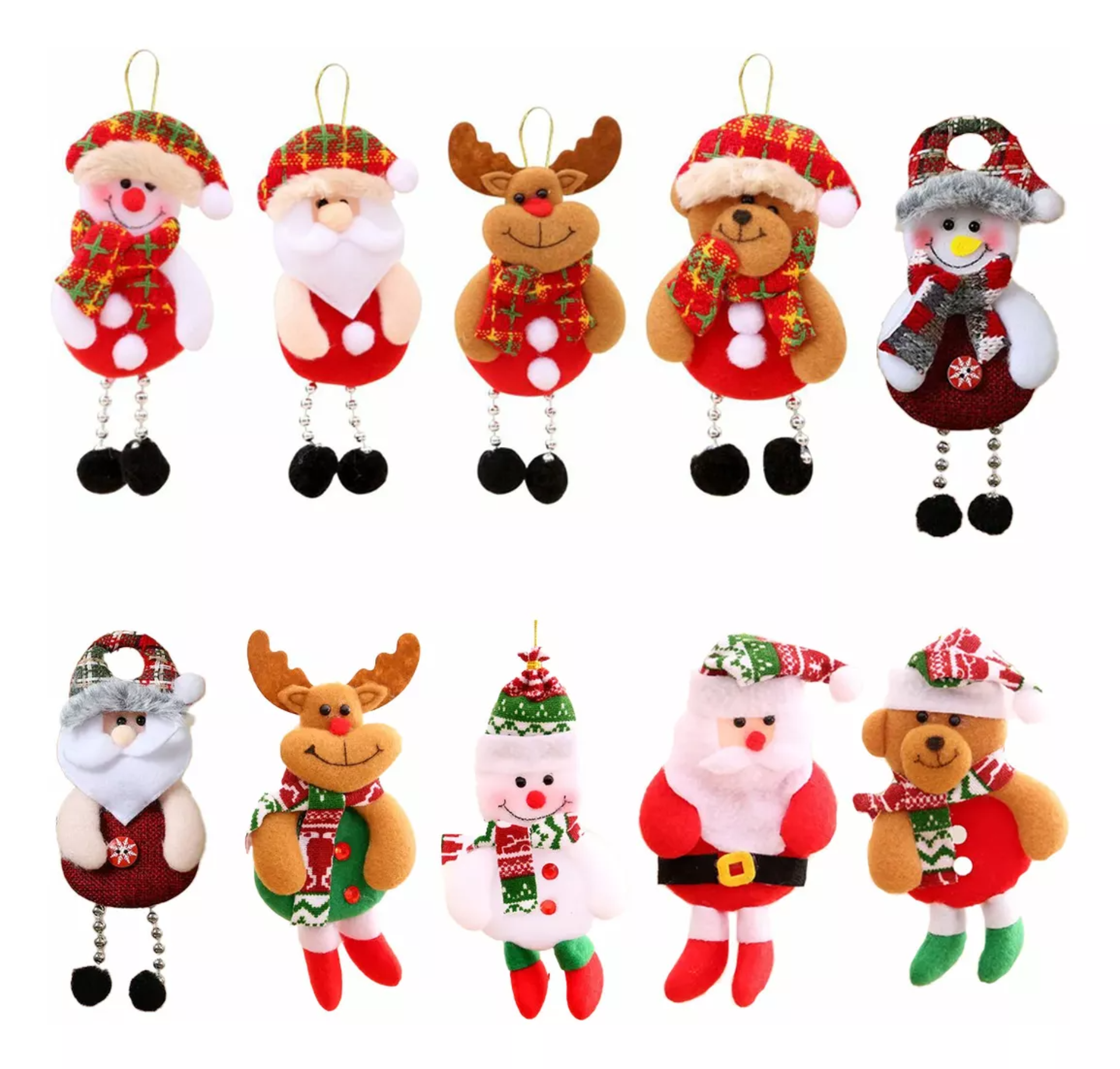 10 Colgante Cascabel Adornos Navideños Santa Reno Decoración