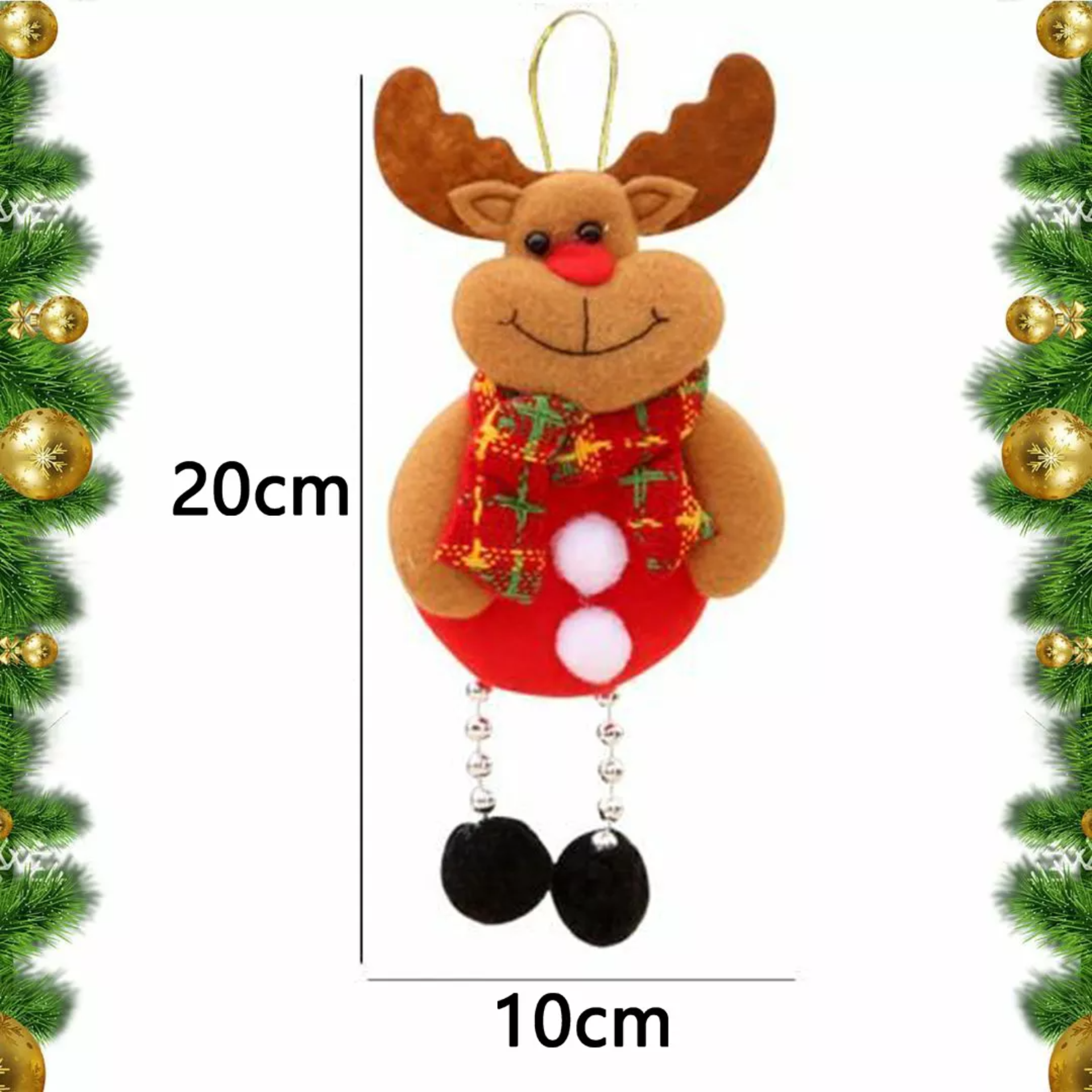 10 Colgante Cascabel Adornos Navideños Santa Reno Decoración