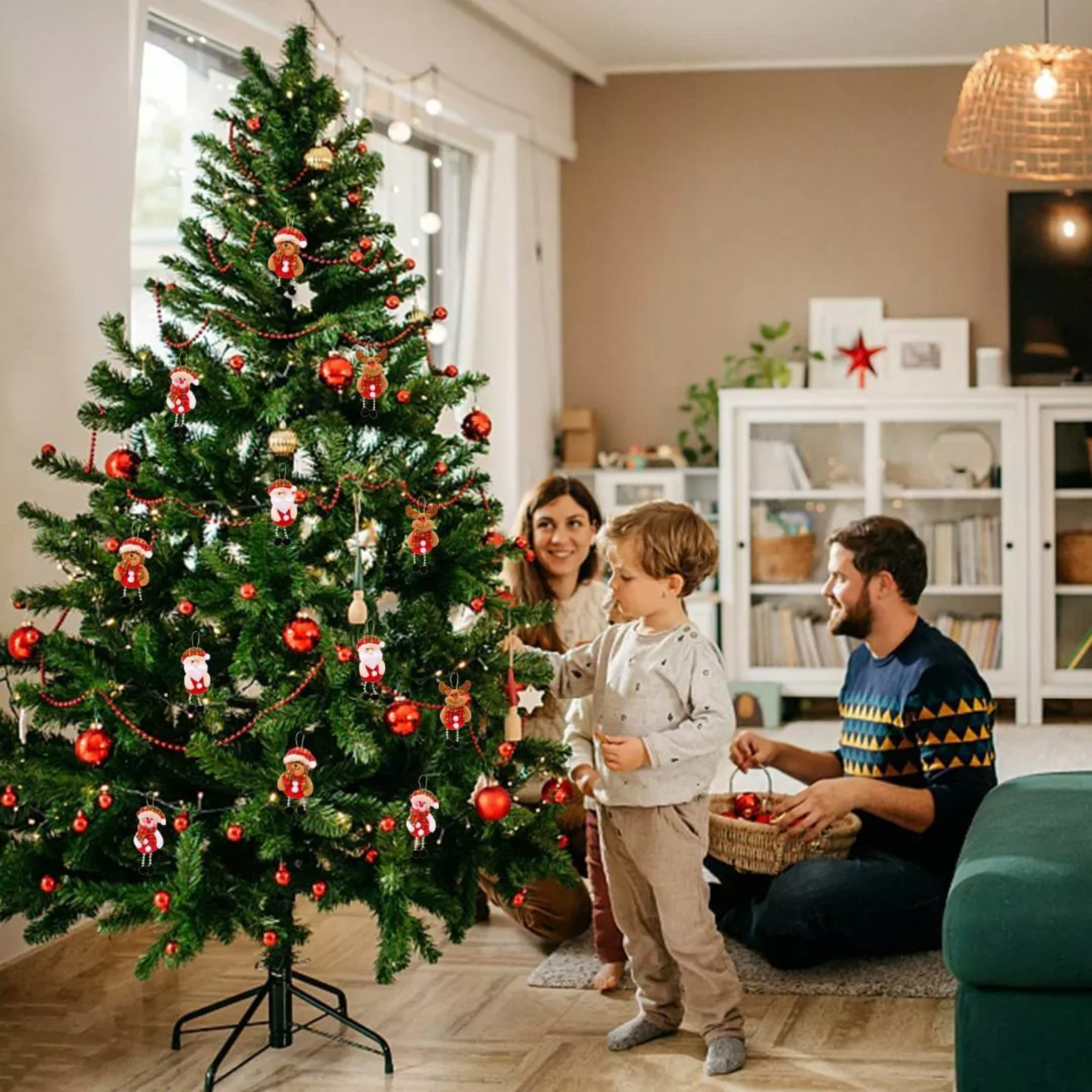 10 Colgante Cascabel Adornos Navideños Santa Reno Decoración
