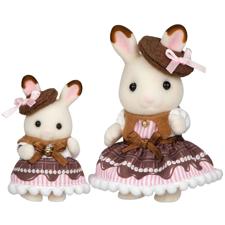Set Dulce Chocolate - Conejo chocolate Niña y bebé - Sylvanian Families Calico Critters Ternurines