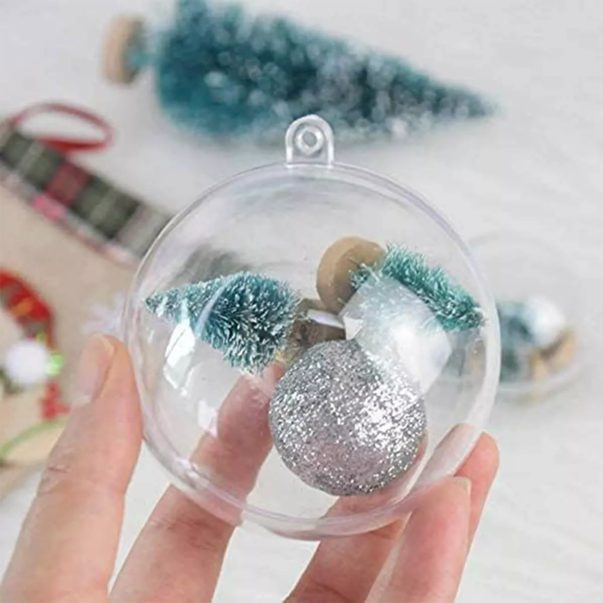 15 Esferas Transparentes Navidad Rellenar Plastico Adornos