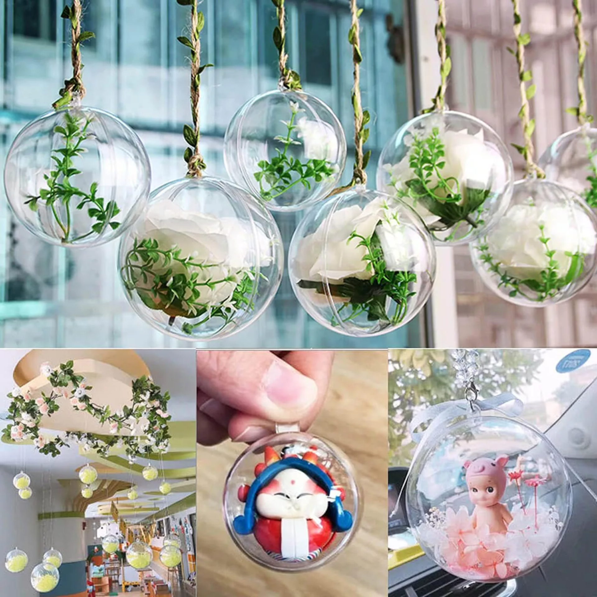 15 Esferas Transparentes Navidad Rellenar Plastico Adornos