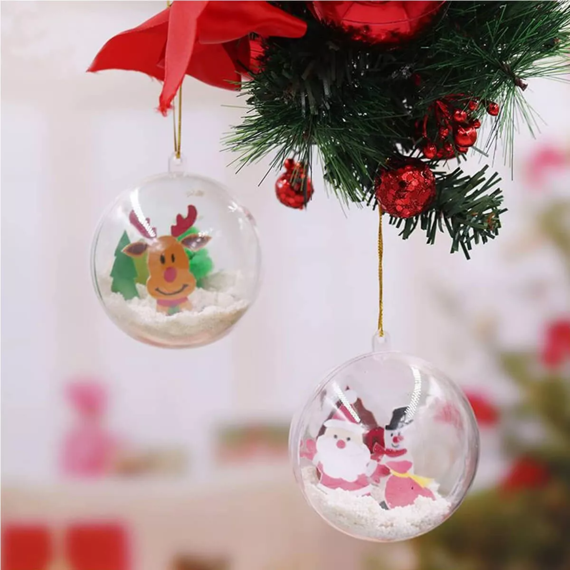 15 Esferas Transparentes Navidad Rellenar Plastico Adornos