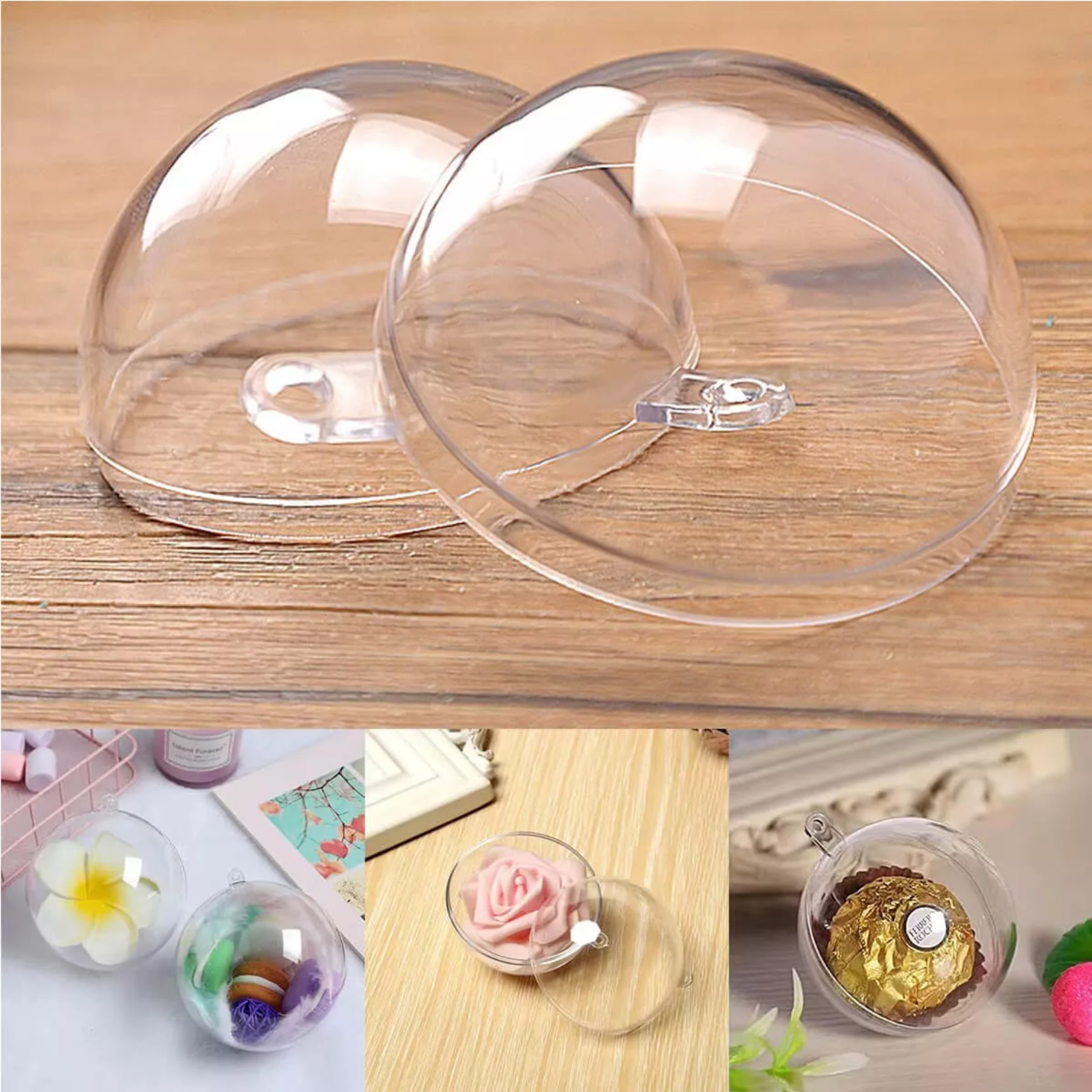 15 Esferas Transparentes Navidad Rellenar Plastico Adornos