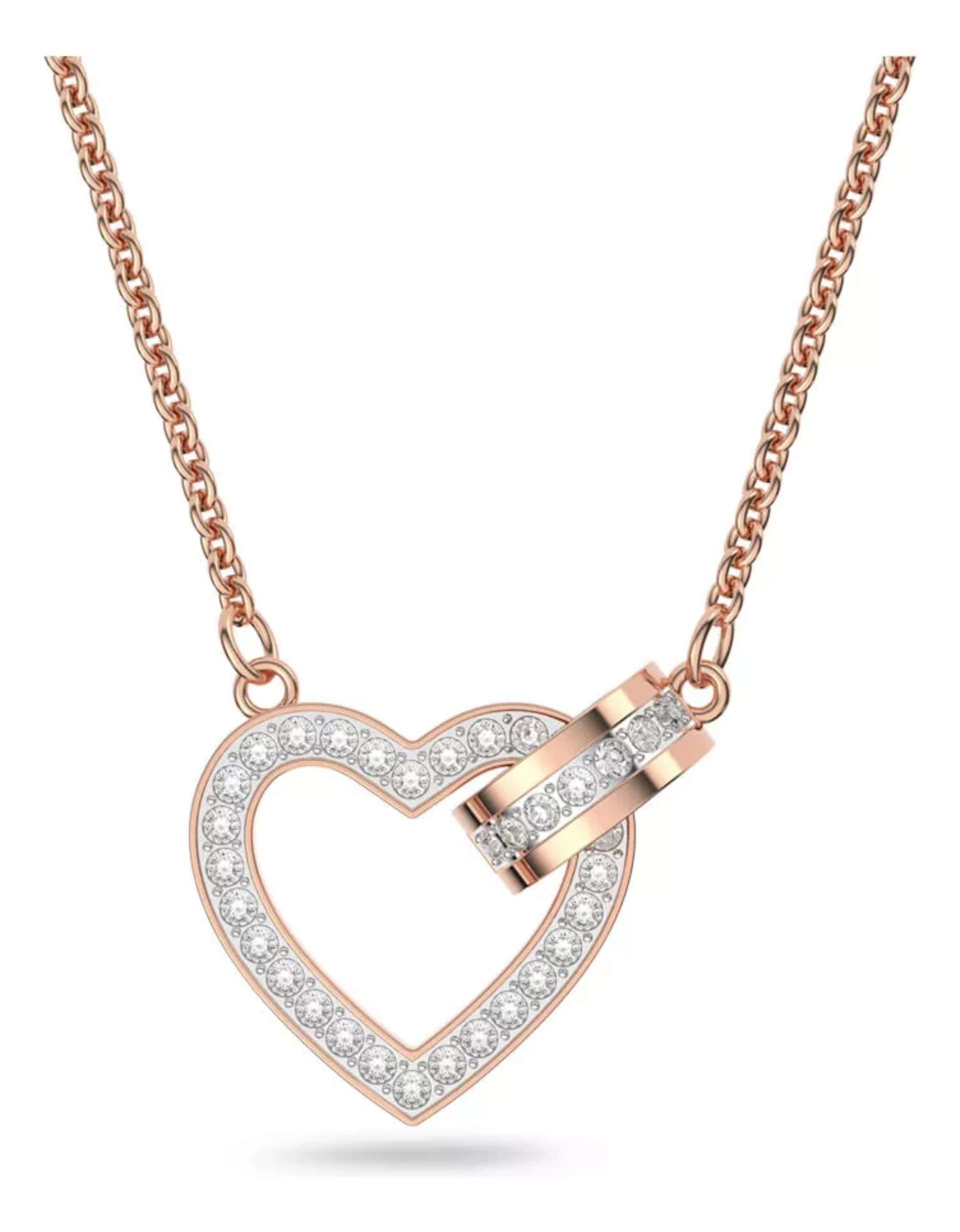 Collar Swarovski Lovely, Corazón, Blanco, Baño Tono Oro Rosa